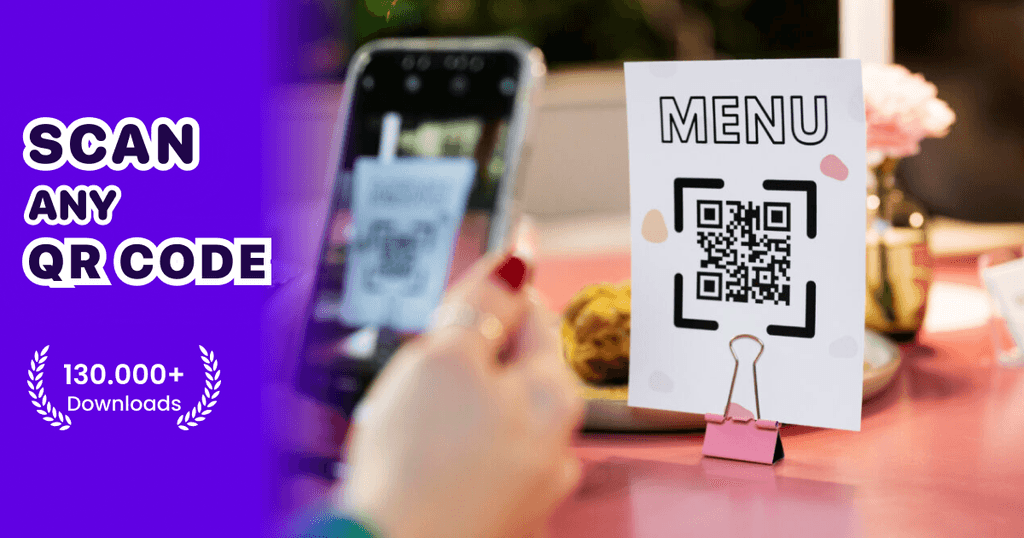 QR Mate iPhone app scanning a QR code with a privacy-first scanner UI